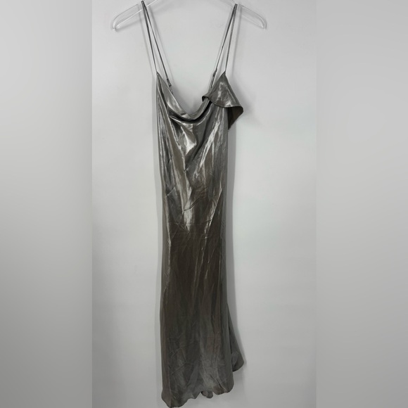 Du Paradis Metallic Asymmetric Hem Dress size Small B101 - Picture 4 of 6